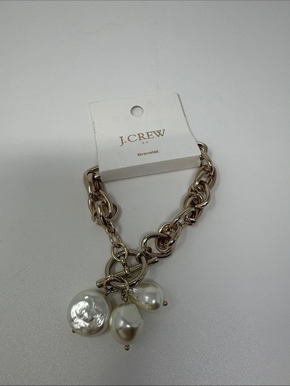 J. Crew Gold-Tone Chain Bracelet with Pearl Charms